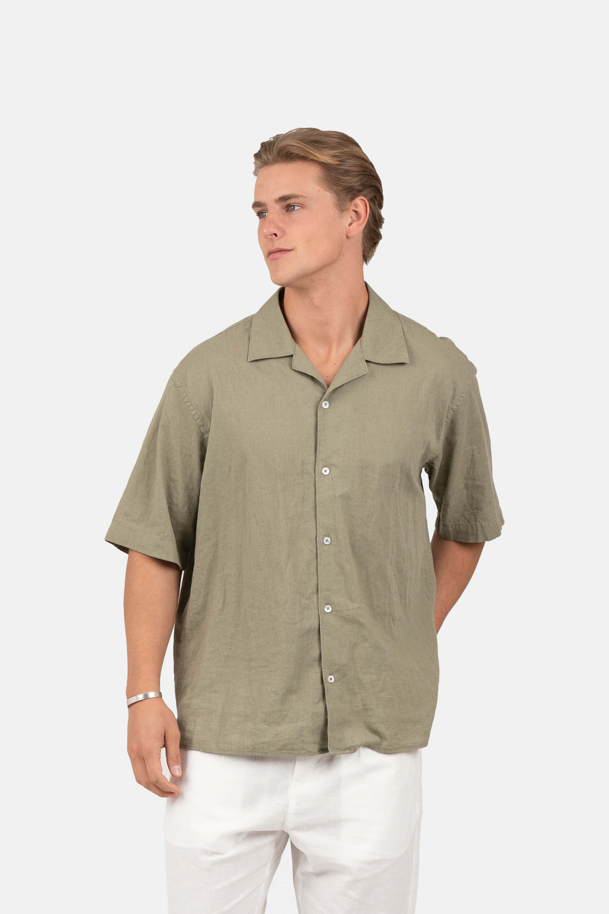 Kortærmet Hørskjorte Army | Skagen-clothing.dk